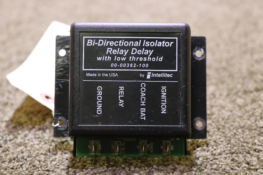 USED 00-00362-100 BI-DIRECTIONAL ISOLATOR RELAY DELAY WITH LOW THRESHOLD BY INTELLITEC RV PARTS FOR SALE