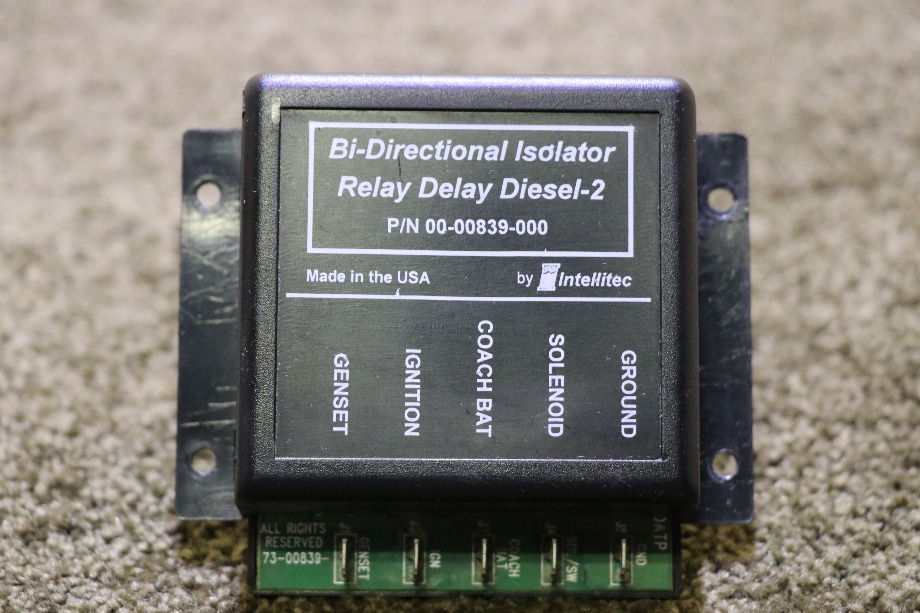 USED INTELLITEC 00-00839-000 BI-DIRECTIONAL ISOLATOR RELAY DELAY DIESEL-2 MOTORHOME PARTS FOR SALE