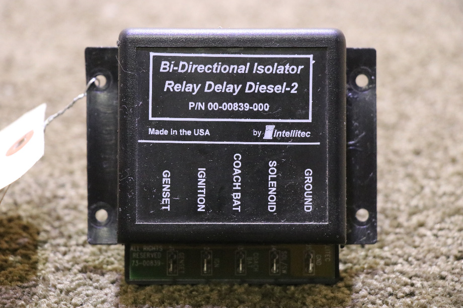 USED RV INTELLITEC 00-00839-000 BI-DIRECTIONAL ISOLATOR RELAY DELAY DIESEL-2 FOR SALE