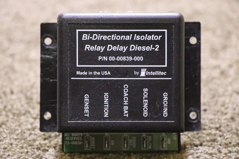 USED 00-00839-000 INTELLITEC BI-DIRECTIONAL ISOLATOR RELAY DELAY DIESEL 2 RV/MOTORHOME PARTS FOR SALE