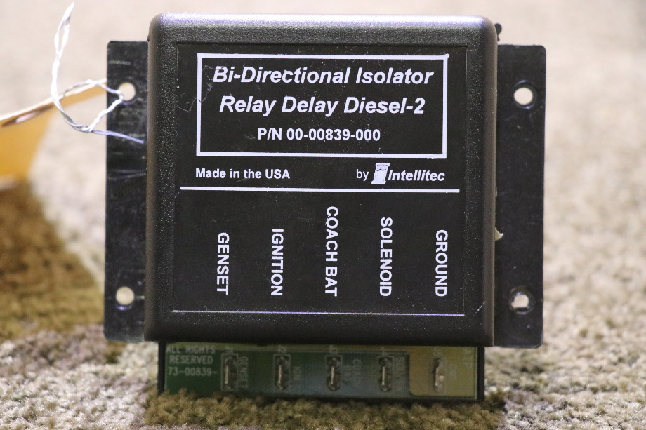 USED 00-00839-000 INTELLITEC BI-DIRECTIONAL ISOLATOR RELAY DELAY DIESEL - 2 RV PARTS FOR SALE