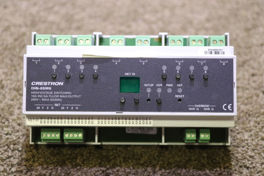 USED RV/MOTORHOME CRESTRON HIGH-VOLTAGE SWITCHING MODULE DIN-8SW8 FOR SALE